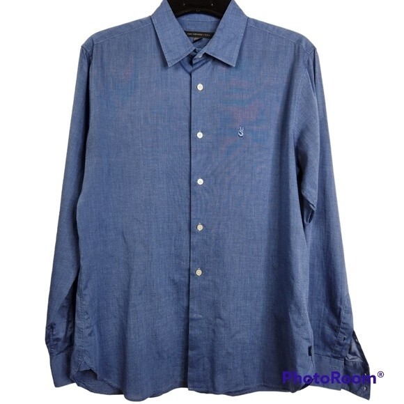 John Varvatos Men's Long Sleeve Peace Logo Button Down Shirt Size Medium - Picture 1 of 8